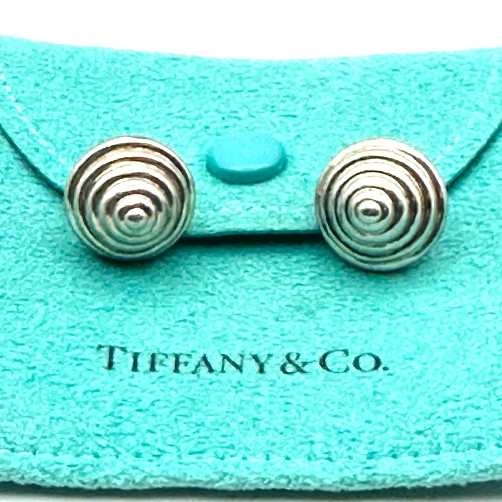 Tiffany & Co Silver Spiral Cone Stud Earrings